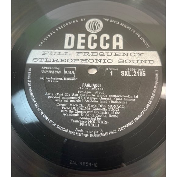 Leoncavallo Pagliacci 2LP DECCA SXL 2185-6 Del Monaco Pradelli ED1 Wallet Cover - Picture 7 of 9